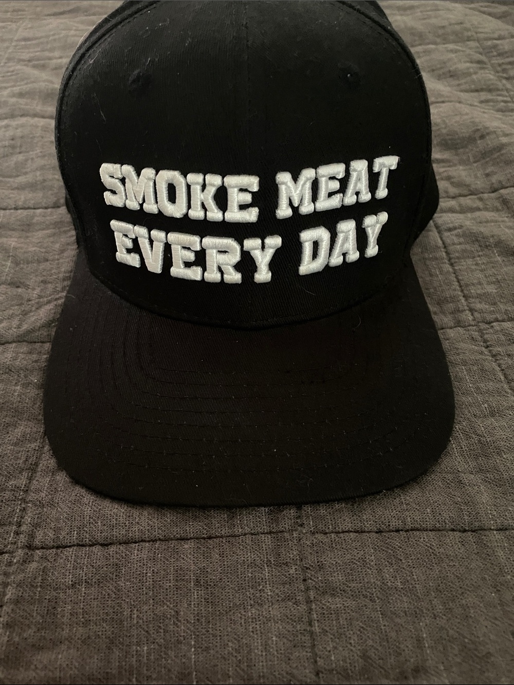 Smoke Meat Every Day Black Embroidered Snapback Hat